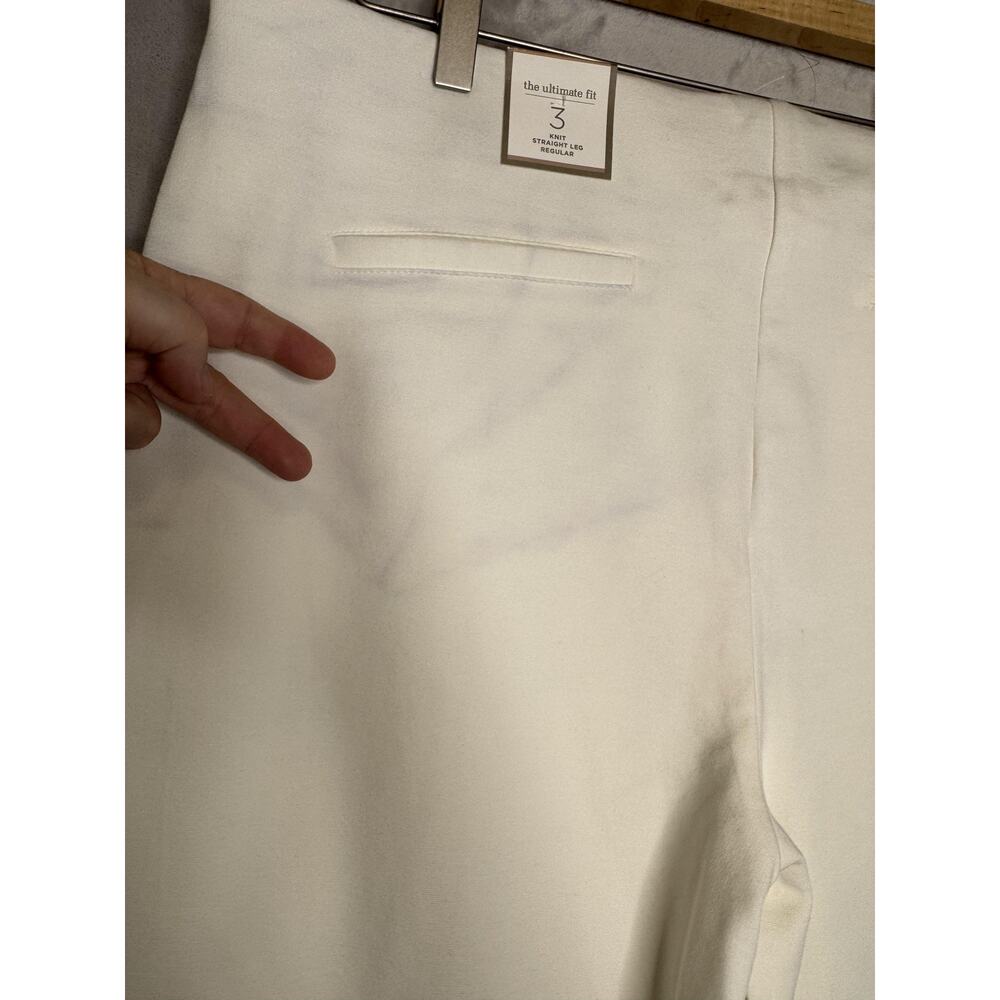 Chicos Pants Women XL White Knit Lindy Side Zip Straight Leg Slim Stretch Ponte - Picture 6 of 15